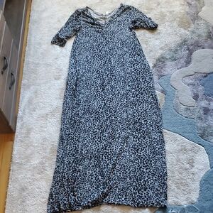 Zenana Outfitters Gray and Black Animal Print Long Dress
